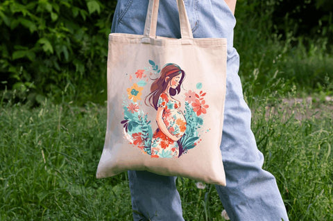 Watercolor Beautiful Pregnant Mother Clipart Bundle Sublimation Regulrcrative 