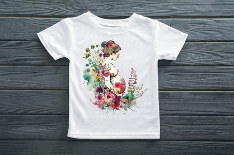 Watercolor Beautiful Pregnant Mother Clipart Bundle Sublimation Regulrcrative 