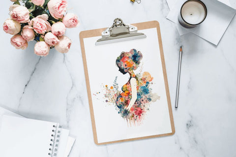 Watercolor Beautiful Pregnant Mother Clipart Bundle Sublimation Regulrcrative 