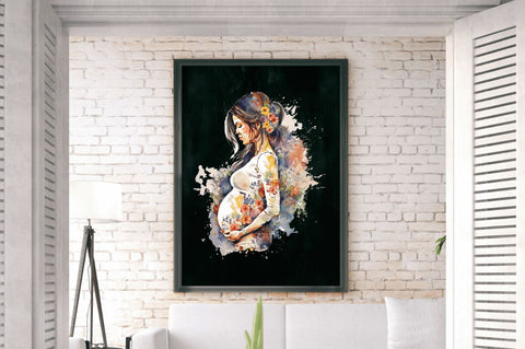 Watercolor Beautiful Pregnant Mother Clipart Bundle Sublimation Regulrcrative 