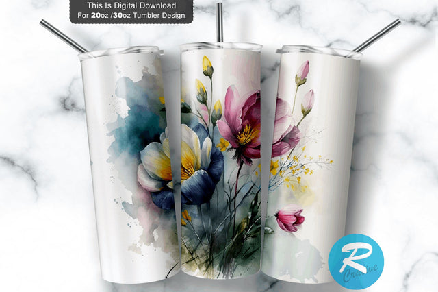 Watercolor Beautiful Spring 20 oz / 30 oz Tumbler PNG Sublimation Regulrcrative 