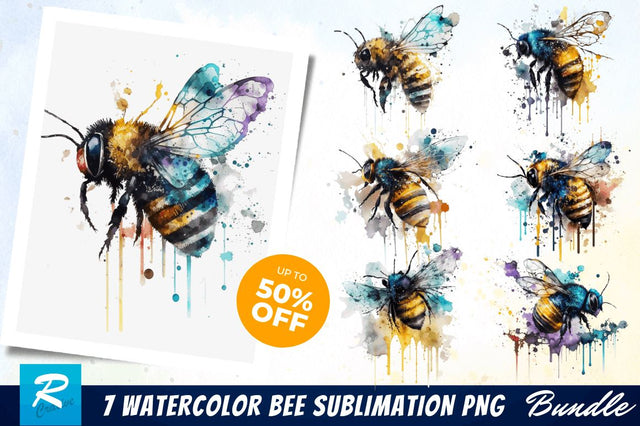 Watercolor Bee Sublimation Png Bundle Sublimation Regulrcrative 