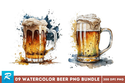 Watercolor Beer clipart Bundle Sublimation Regulrcrative 