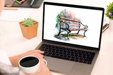Watercolor Bench Clipart Bundle Sublimation Regulrcrative 