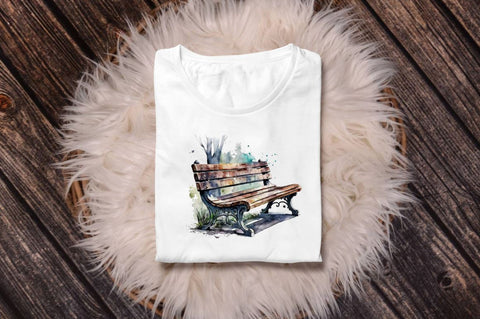 Watercolor Bench Clipart Bundle Sublimation Regulrcrative 