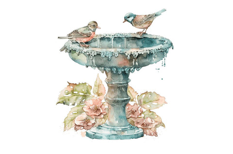 Watercolor Birdbaths Bundle Sublimation Regulrcrative 