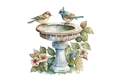 Watercolor Birdbaths Bundle Sublimation Regulrcrative 