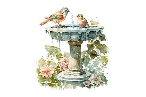 Watercolor Birdbaths Bundle Sublimation Regulrcrative 