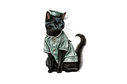 Watercolor Black Cat Nurse Bundle Sublimation Regulrcrative 