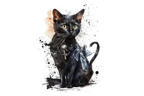 Watercolor Black Cat Nurse Bundle Sublimation Regulrcrative 