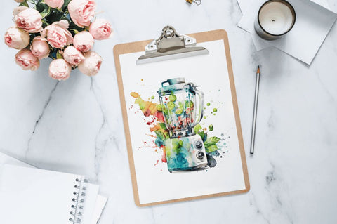 Watercolor Blender Clipart Bundle Sublimation Regulrcrative 