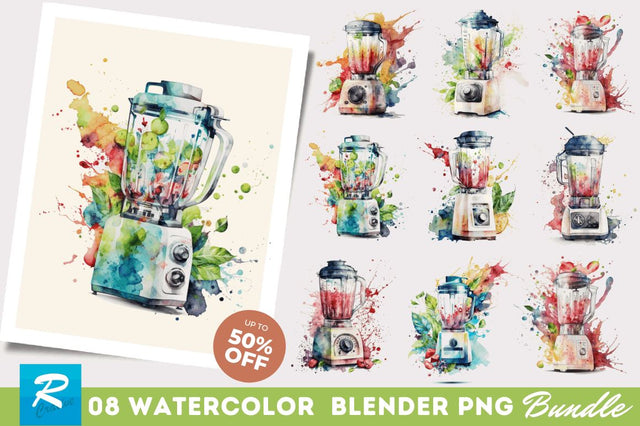 Watercolor Blender Clipart Bundle Sublimation Regulrcrative 
