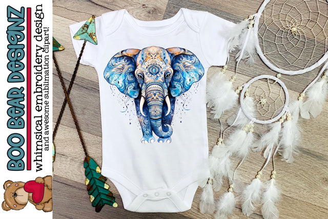 Watercolor Boho Elephant Sublimation Boo Bear Designz 