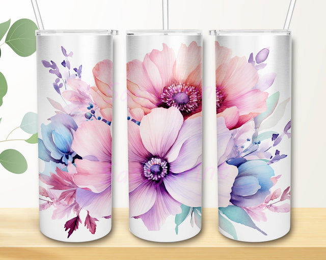 Watercolor Boho Flowers 20oz Skinny Tumbler Png, Boho Florals Png, Boho Flowers Watercolor Png, Boho Flowers Tumbler Wrap, Instant Download Png Sublimation sassyprint 