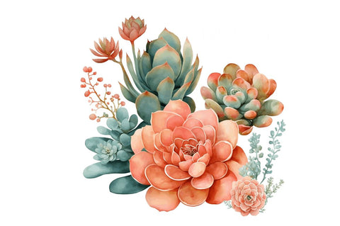 Watercolor Boho Succulents Clipart Bundle Sublimation Regulrcrative 
