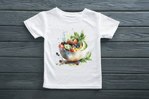 Watercolor Bowl Healthy Clipart Bundle Sublimation Regulrcrative 