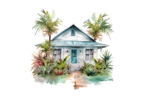 Watercolor Bungalow Clipart Bundle Sublimation Regulrcrative 