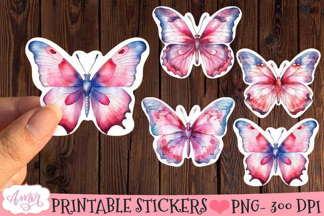Watercolor butterflies Stickers for Cricut Print and Cut SVG Amorclipart 