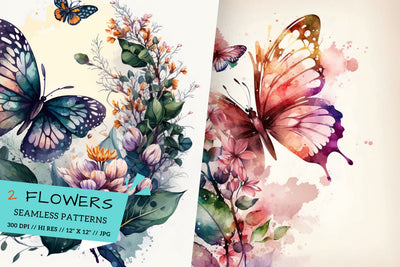 Watercolor butterfly Floral Background, background with butterflies Digital Pattern FloridPrintables 