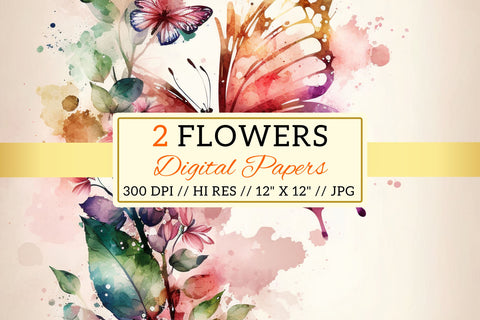 Watercolor butterfly Floral Background, background with butterflies Digital Pattern FloridPrintables 