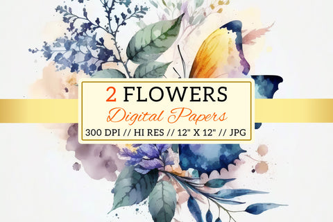 Watercolor butterfly Floral Background, watercolor painting of flowers Digital Pattern FloridPrintables 