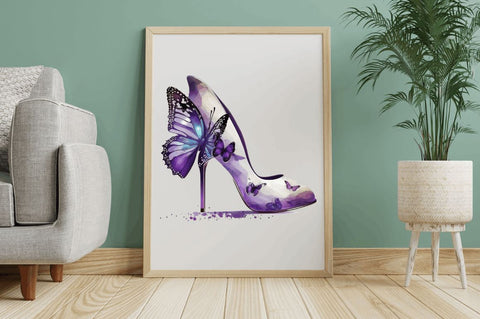 Watercolor Butterfly High Heels Clipart Bundle Sublimation Regulrcrative 