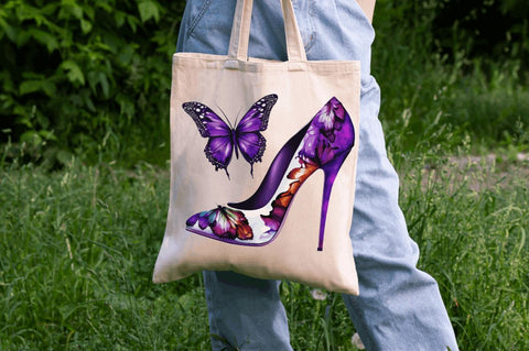 Watercolor Butterfly High Heels Clipart Bundle Sublimation Regulrcrative 