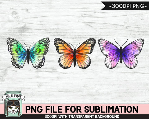 Watercolor Butterfly PNG File for SUBLIMATION, Butterfly PNG Sublimation File, Butterfly Sublimation, Butterflies Illustrations, Clipart Sublimation Wild Pilot 