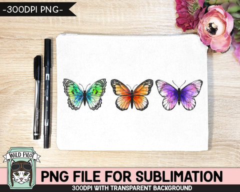 Watercolor Butterfly PNG File for SUBLIMATION, Butterfly PNG Sublimation File, Butterfly Sublimation, Butterflies Illustrations, Clipart Sublimation Wild Pilot 