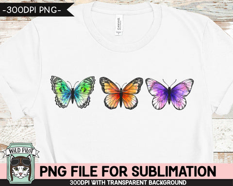 Watercolor Butterfly PNG File for SUBLIMATION, Butterfly PNG Sublimation File, Butterfly Sublimation, Butterflies Illustrations, Clipart Sublimation Wild Pilot 