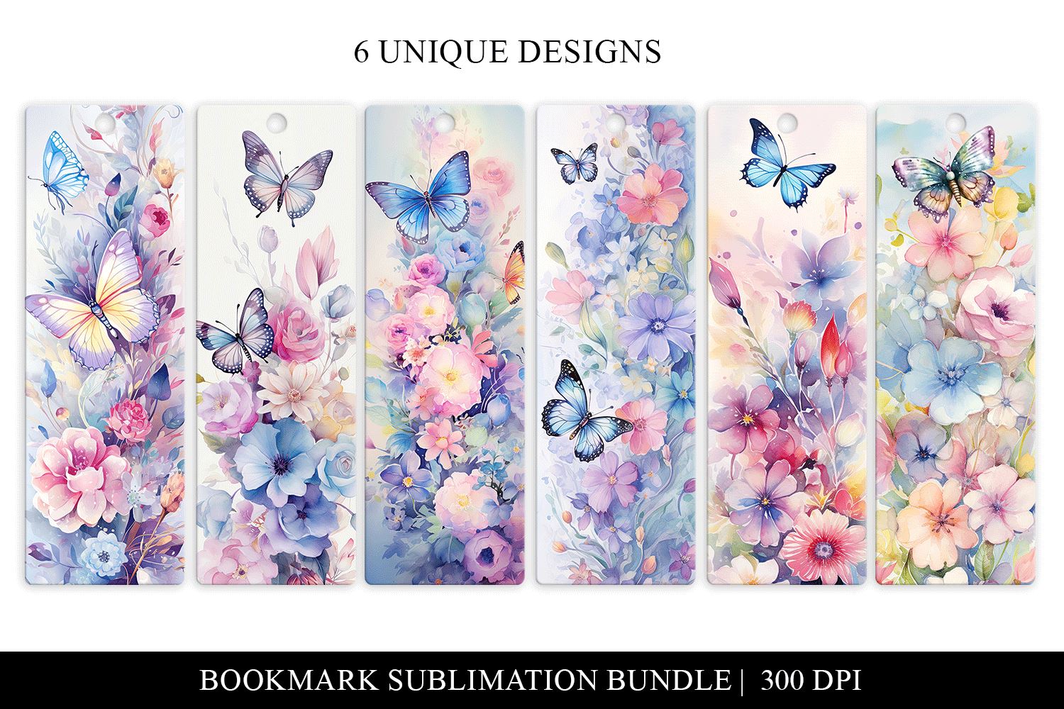 Watercolor Butterfly Printable Bookmarks Sublimation Bundle - So Fontsy