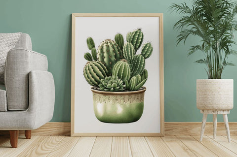 Watercolor Cactus Clipart Bundle Sublimation Regulrcrative 