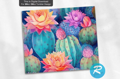 Watercolor Cactus Succulent 20 oz / 30 oz Tumbler PNG Sublimation Regulrcrative 