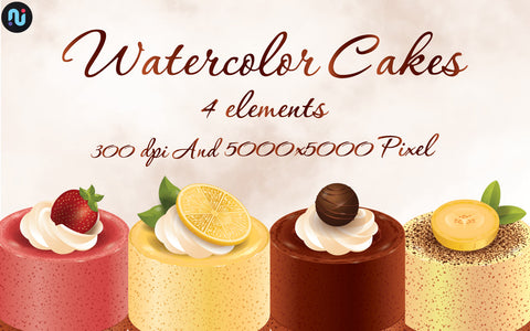 Watercolor Cake Clipart Delicious Cake SVG naemmiah021 