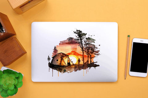 Watercolor Camping Sunset Clipart Bundle Sublimation Regulrcrative 