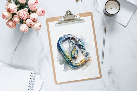Watercolor Carabiner Clipart Bundle Sublimation Regulrcrative 