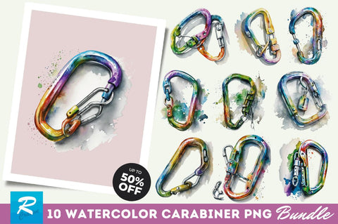 Watercolor Carabiner Clipart Bundle Sublimation Regulrcrative 