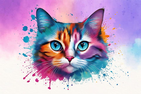 Watercolor Cat Illustration Bundle Sublimation Rupkotha 