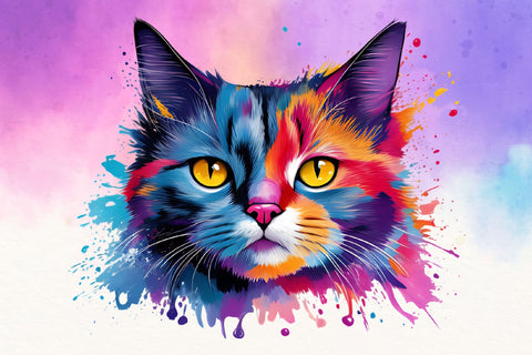 Watercolor Cat Illustration Bundle Sublimation Rupkotha 