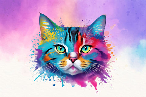 Watercolor Cat Illustration Bundle Sublimation Rupkotha 