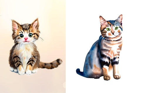 Watercolor Cat Lover Clipart Bundle Sublimation Regulrcrative 