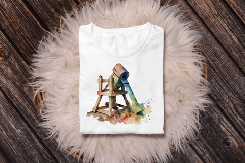 Watercolor Catapult Clipart Bundle Sublimation Regulrcrative 