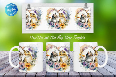 Watercolor Cats Spring 11, 12 & 15 Oz Mug Sublimation Sublimation Regulrcrative 