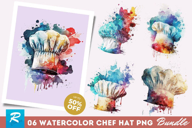 Watercolor Chef Hat Clipart Bundle Sublimation Regulrcrative 