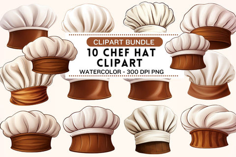 Watercolor Chef Hat Clipart Bundle Sublimation Regulrcrative 