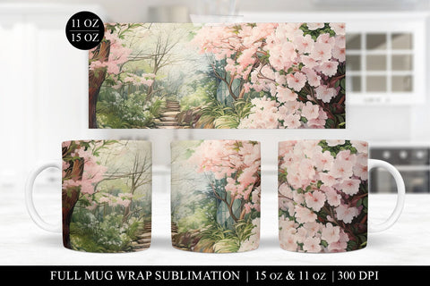 Watercolor Cherry Blossom Mug Sublimation Bundle Sublimation BijouBay 