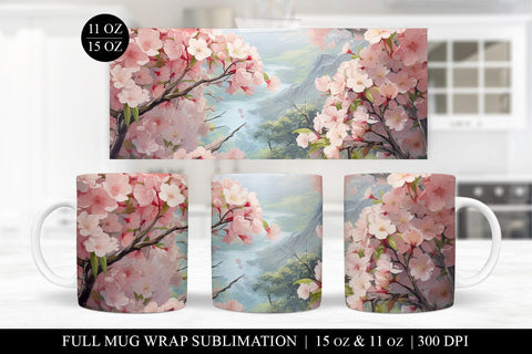 Watercolor Cherry Blossom Mug Sublimation Bundle Sublimation BijouBay 