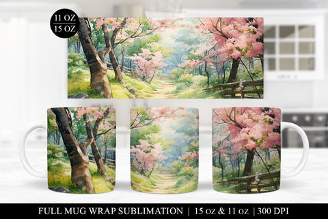 Watercolor Cherry Blossom Mug Sublimation Bundle Sublimation BijouBay 