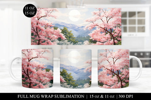 Watercolor Cherry Blossom Mug Sublimation Bundle Sublimation BijouBay 