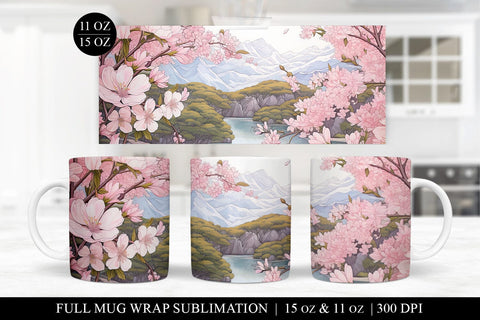 Watercolor Cherry Blossom Mug Sublimation Bundle Sublimation BijouBay 